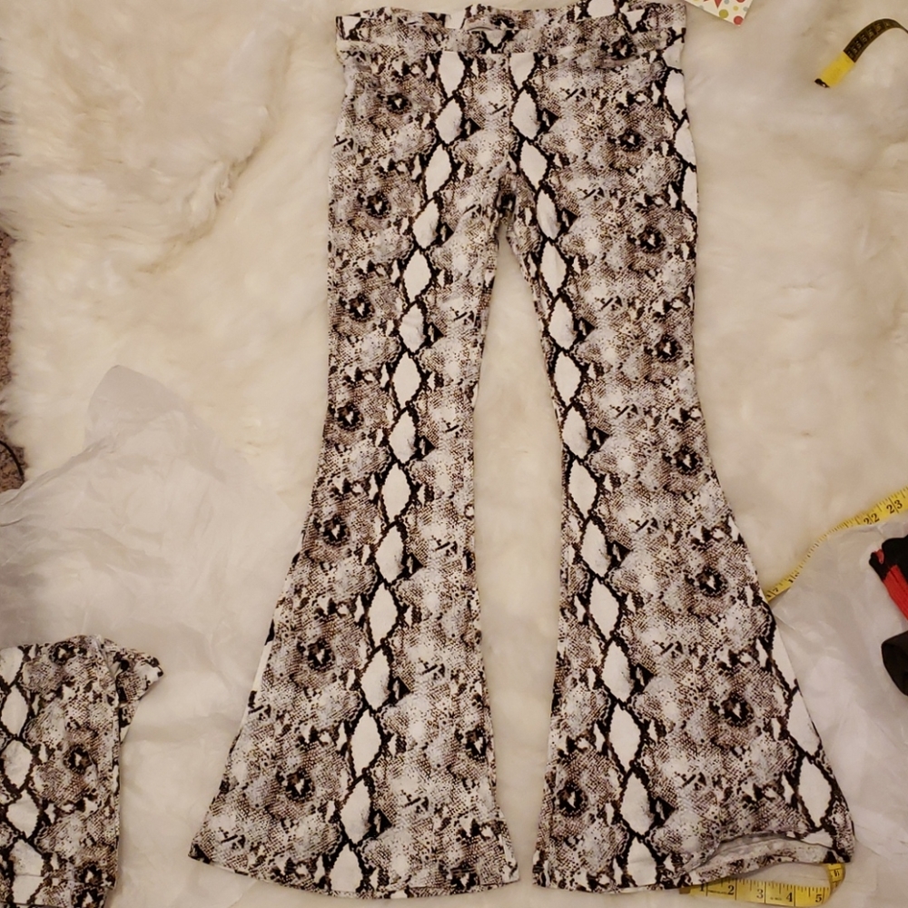 Snakeskin Flare Bell Wide Leg Pants Palazzo - Picture 8 of 9